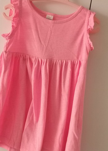 Kız Çocuk Pembe Kolsuz Fırfırlı Elbise