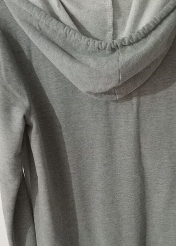 Gri Kapüşonlu Fermuarlı Kadın Sweatshirt - Görsel 3