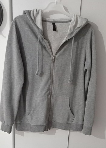 Gri Kapüşonlu Fermuarlı Kadın Sweatshirt - Görsel 5