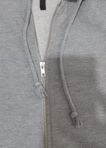 Gri Kapüşonlu Fermuarlı Kadın Sweatshirt - Görsel 8