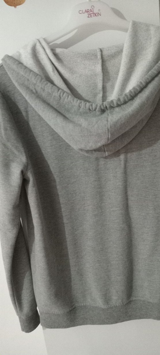Gri Kapüşonlu Fermuarlı Kadın Sweatshirt - Görsel 3