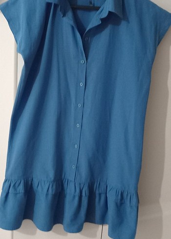 Mavi renkli kadın elbise - Görsel 7