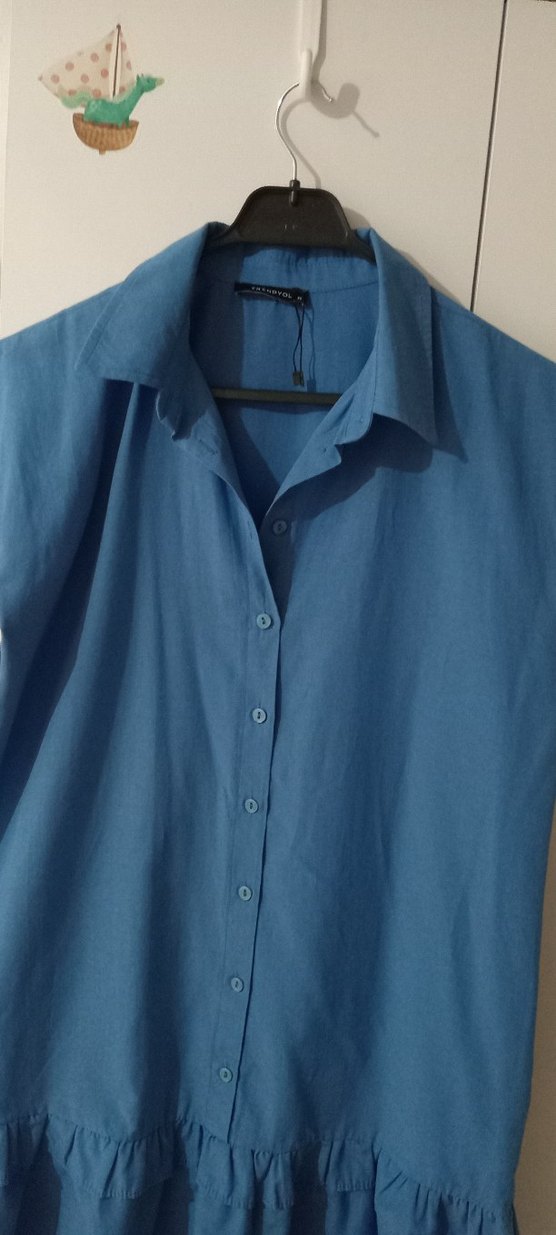 Mavi renkli kadın elbise - Görsel 2