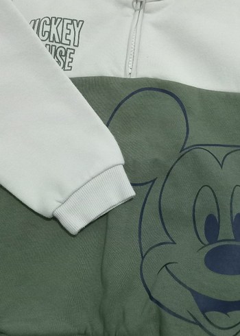 Erkek Çocuk Gri Mickey Mouse Fermuarlı Sweatshirt - Görsel 3