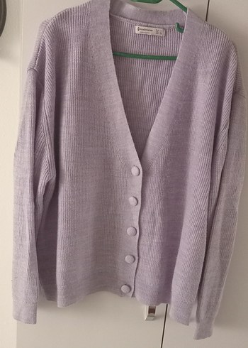 Lila renkli V Yaka Düğmeli Kadın Hırka - Görsel 4