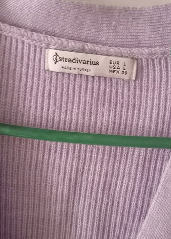 Lila renkli V Yaka Düğmeli Kadın Hırka - Görsel 3