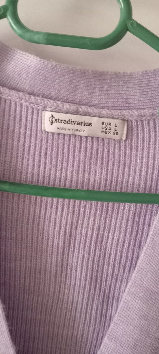 Lila renkli V Yaka Düğmeli Kadın Hırka - Görsel 3