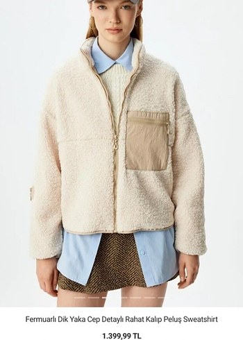 Kürklü Bej Kısa Kadın Ceket - Görsel 4