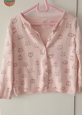 Kız Çocuk Pembe Örgü Hırka