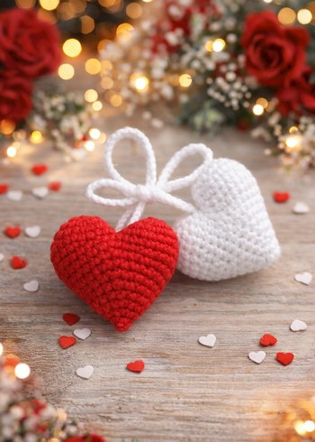 Örgü Pembe Kalpli Bohem Anahtarlık - Görsel 2