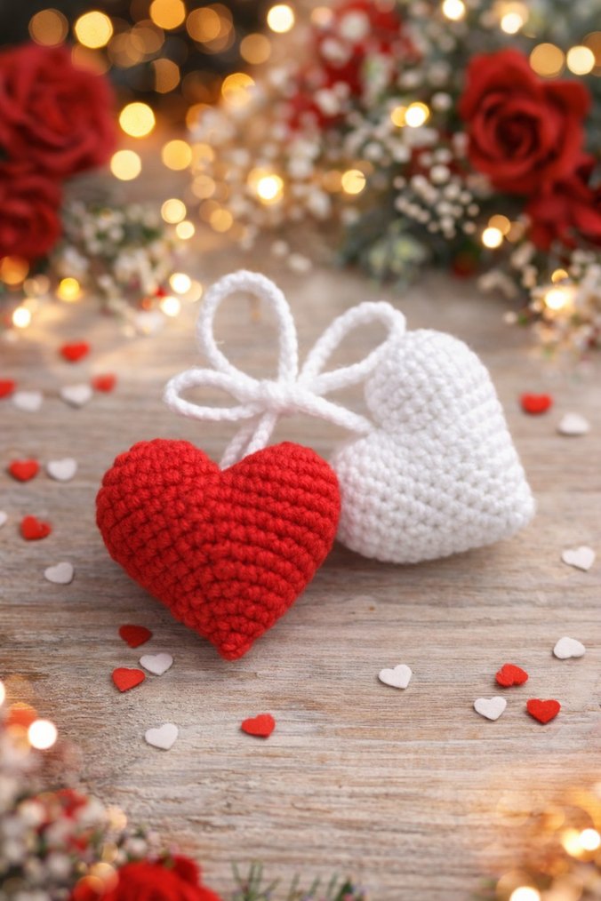 Örgü Pembe Kalpli Bohem Anahtarlık - Görsel 2