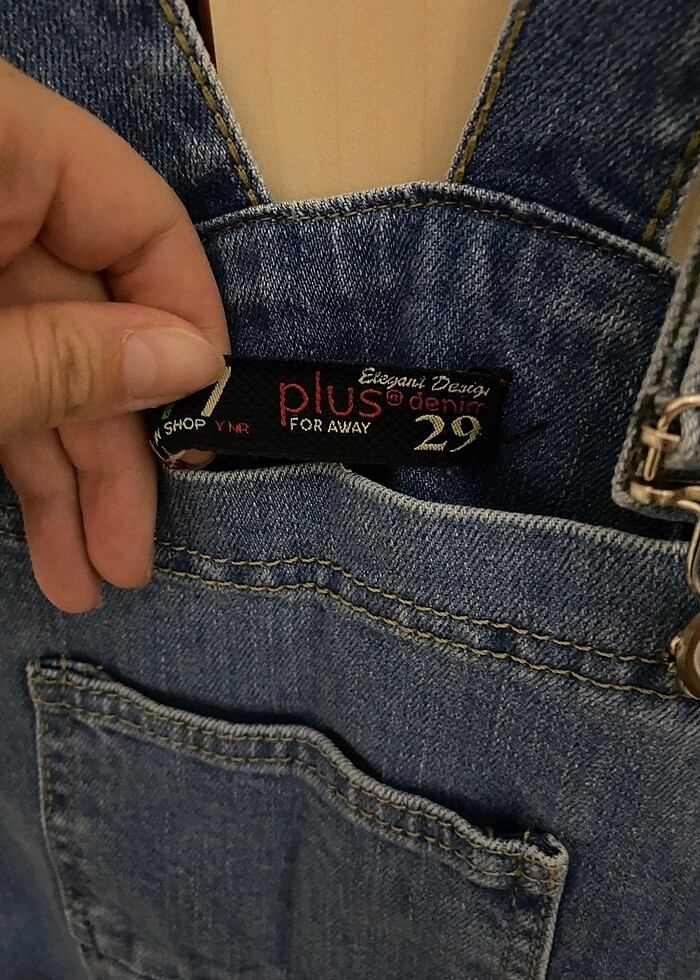 Kadın kısa kot salopet - Görsel 2