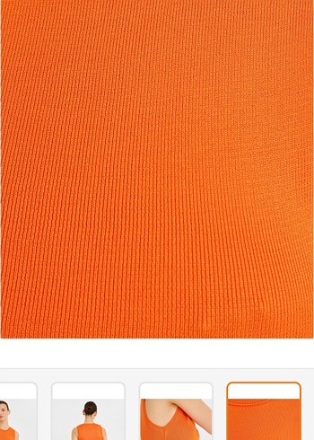 turuncu pencere detaylı kolsuz bluz - Görsel 6