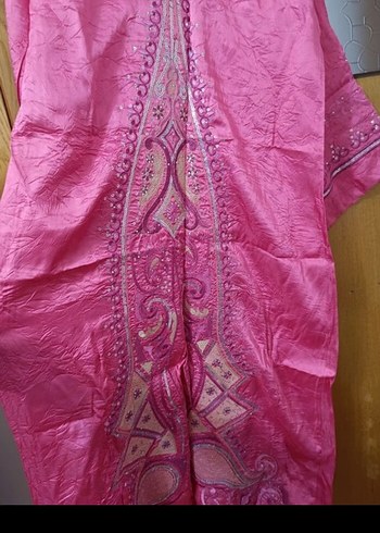 Uzun Pembe Nakışlı Bohem Kadın Elbisesi - Görsel 4