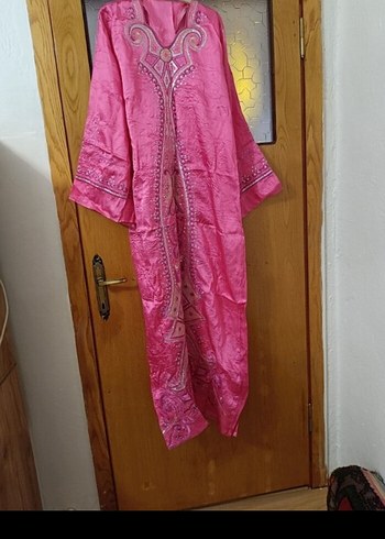 Uzun Pembe Nakışlı Bohem Kadın Elbisesi - Görsel 5