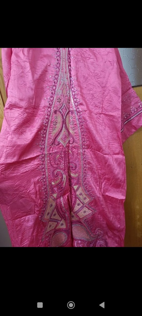 Uzun Pembe Nakışlı Bohem Kadın Elbisesi - Görsel 4