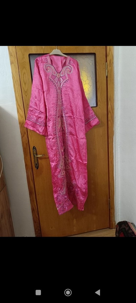 Uzun Pembe Nakışlı Bohem Kadın Elbisesi - Görsel 5