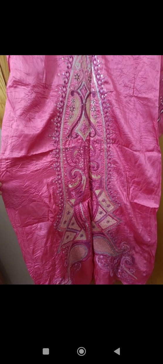 Uzun Pembe Nakışlı Bohem Kadın Elbisesi - Görsel 2