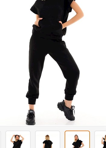 m Beden Dreamlike Kapüşonlu Kısa Kol Sweatshirt ve Cepli Pantolon