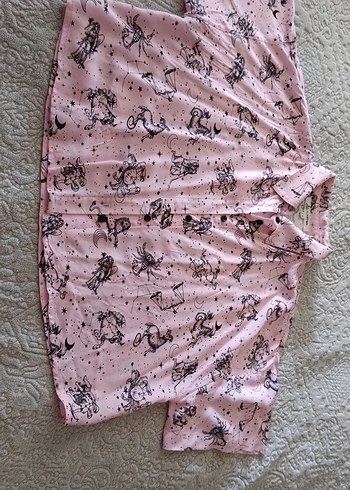 s Beden pembe Renk Pembe Baskılı Kısa Kollu Gömlek