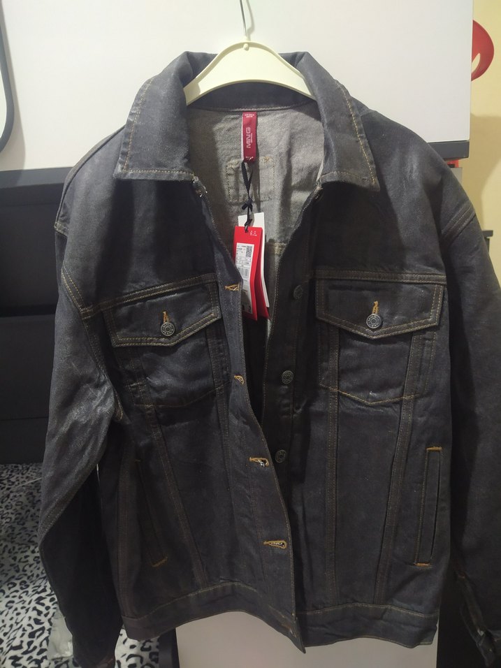 Gri Oversize Kadın Kot Ceket - Görsel 3