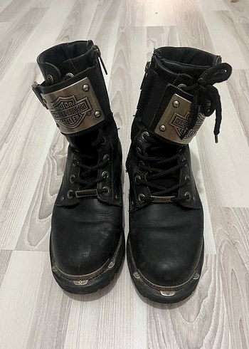 Harley Davidson Siyah Deri Biker Botlar