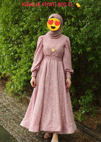 Pembe Uzun Drapeli Bağcıklı Elbise