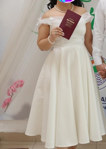 Diğer Beyaz Midi Straplez nikah elbisesi