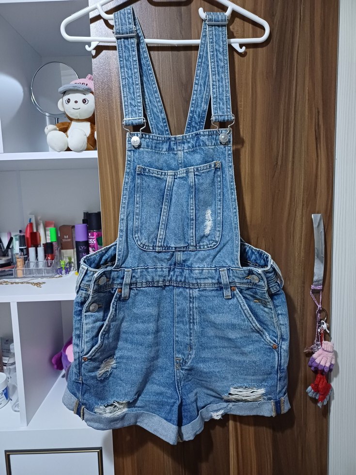 Kadın Kot Şortlu Salopet - Görsel 2