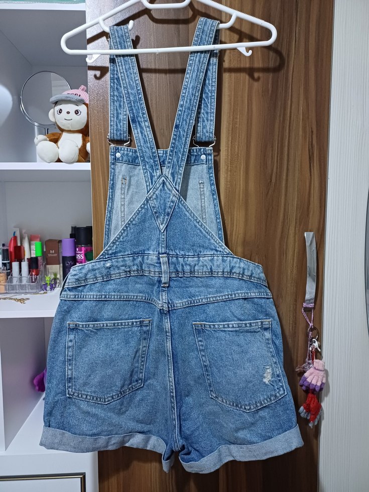 Kadın Kot Şortlu Salopet - Görsel 3