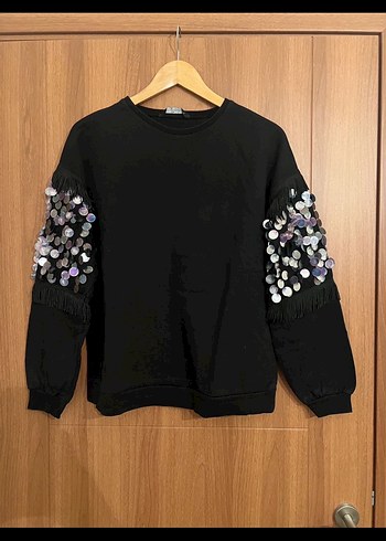 LCW SİYAH PAYETLİ SWEATSHIRT