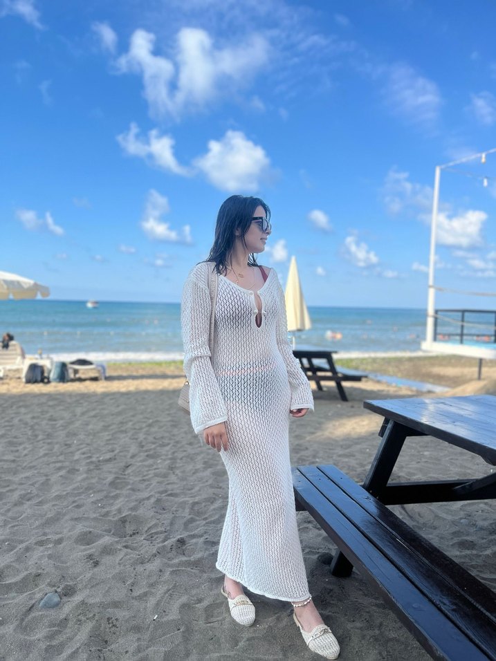 Beyaz plaj Elbisesi - Görsel 2