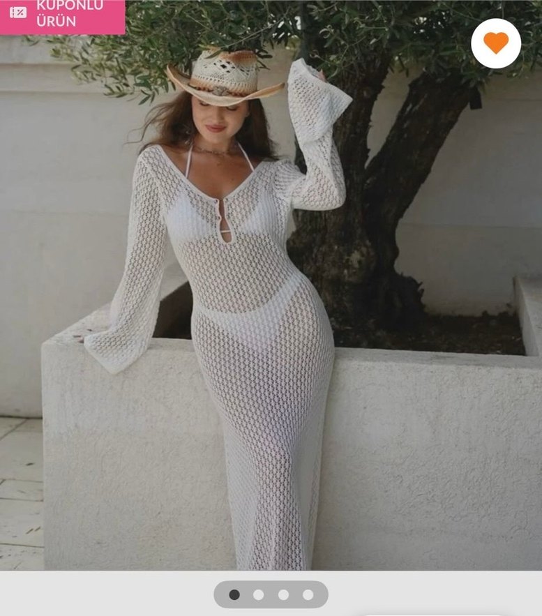 Beyaz plaj Elbisesi - Görsel 3