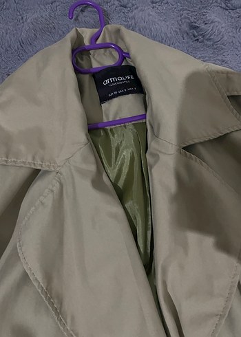 Düğmeli Bej Midi Kadın Trençkot - Görsel 5