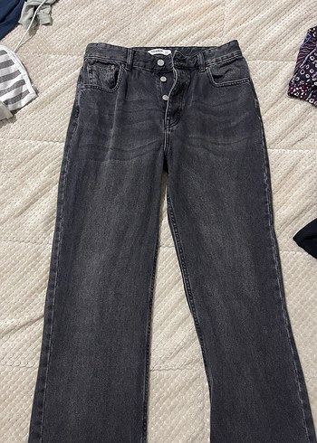 Gri Kadın Denim Pantolon Midi Boy - Görsel 3