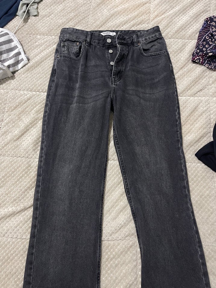 Gri Kadın Denim Pantolon Midi Boy - Görsel 3