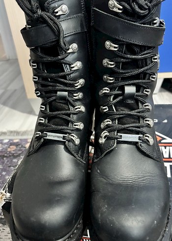 Siyah Deri Biker Botlar Yüksek Topuklu - Görsel 3