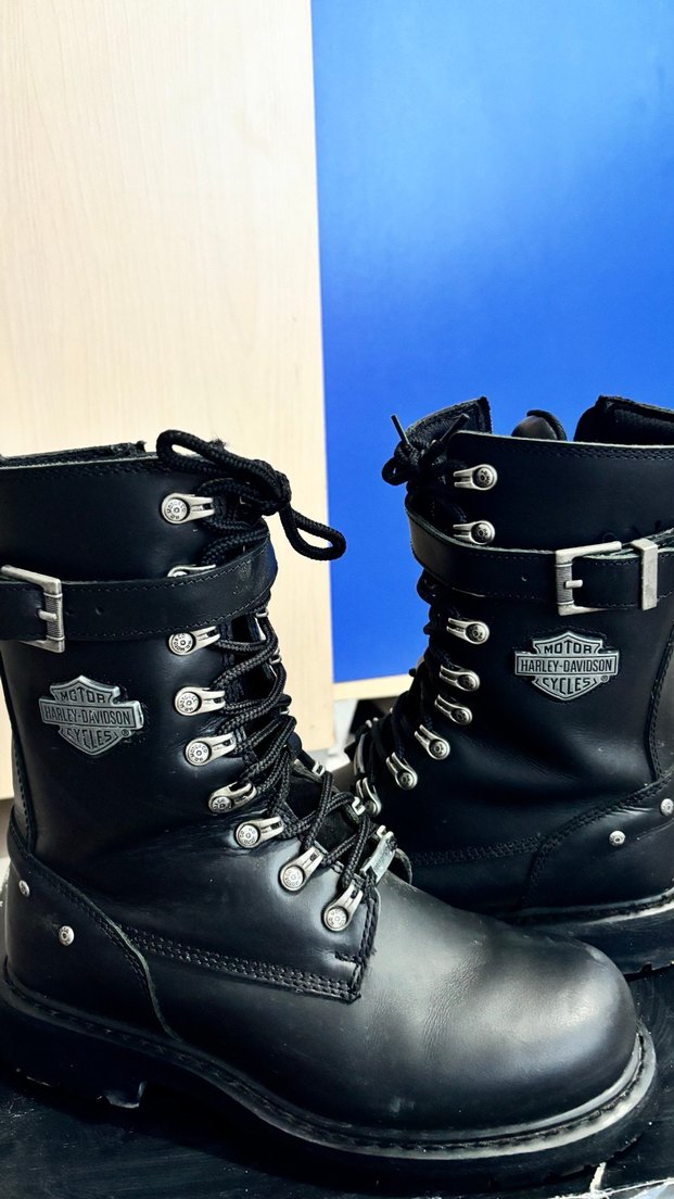 Siyah Deri Biker Botlar Yüksek Topuklu - Görsel 2