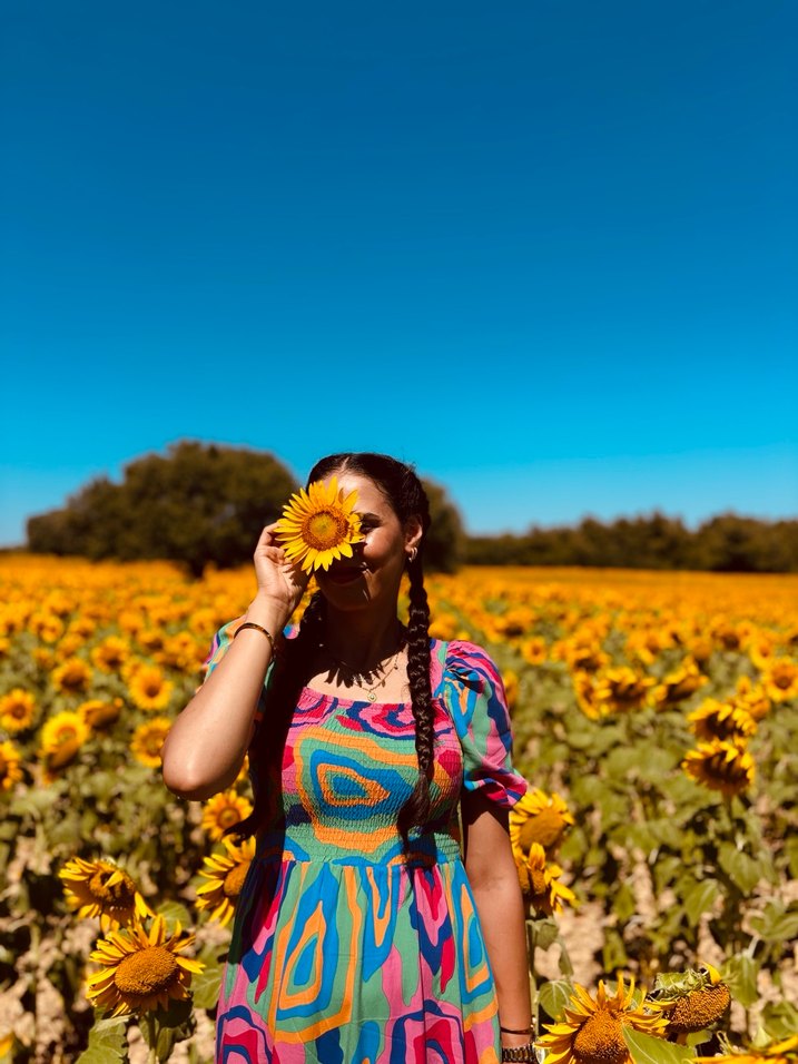 Renkli kare Yaka Uzun Elbise - Görsel 2