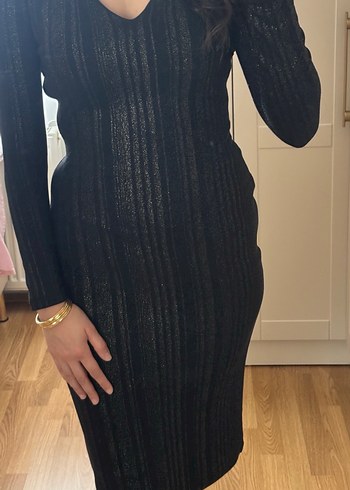 Siyah Uzun Kollu Triko Elbise - Görsel 3