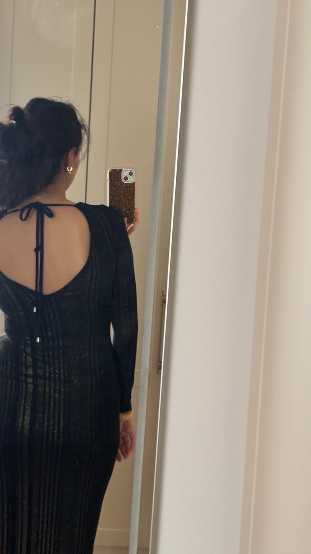 Siyah Uzun Kollu Triko Elbise - Görsel 2