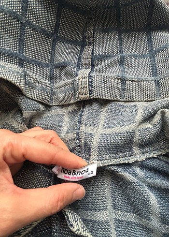 Gri Ekose Desenli Kadın Denim Ceket - Görsel 3