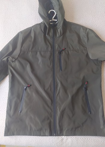 Haki Erkek Uzun Kollu Fermuarlı Yağmurluk - Görsel 2