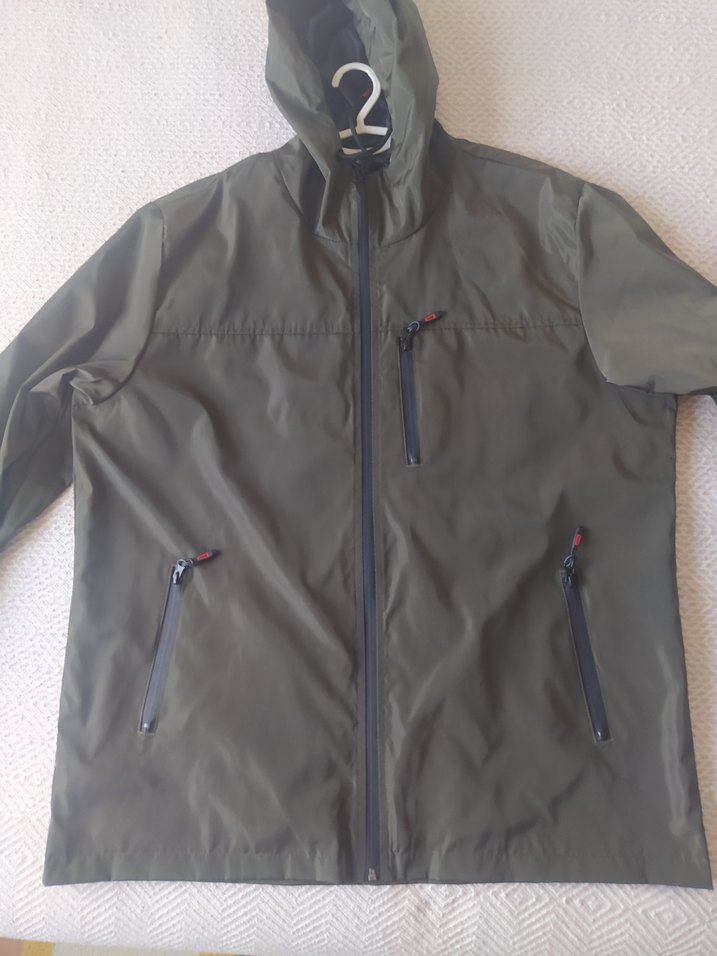 Haki Erkek Uzun Kollu Fermuarlı Yağmurluk - Görsel 2