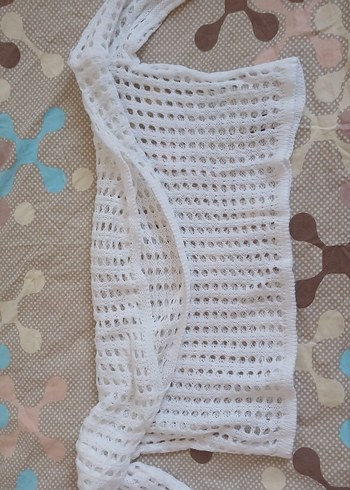 Beyaz Örgü, Delikli Bluz - Görsel 3