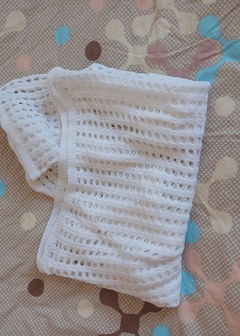 Beyaz Örgü, Delikli Bluz - Görsel 4