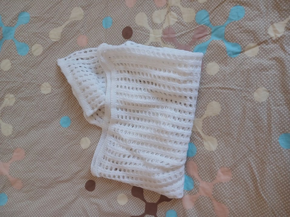 Beyaz Örgü, Delikli Bluz - Görsel 4