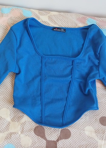 Saks Mavisi Uzun Kollu Kadın Bluz - Görsel 2