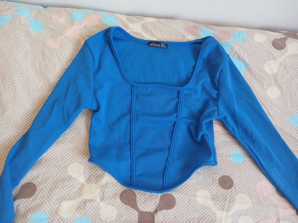 Saks Mavisi Uzun Kollu Kadın Bluz - Görsel 2