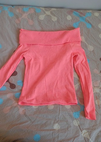 Pembe Kadın Madonna Yaka Fitilli Kazak - Görsel 3